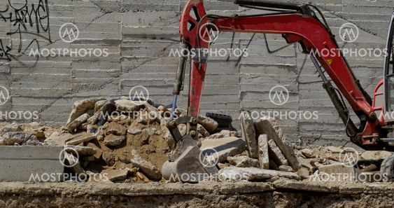 the excavator working