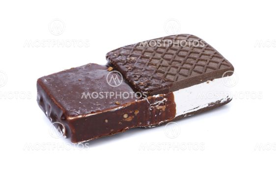 Chocolate-coated ice cream sandwich