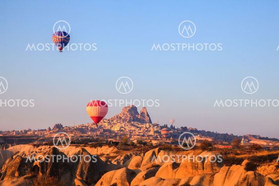 Hot air balloons rising at cappadocia