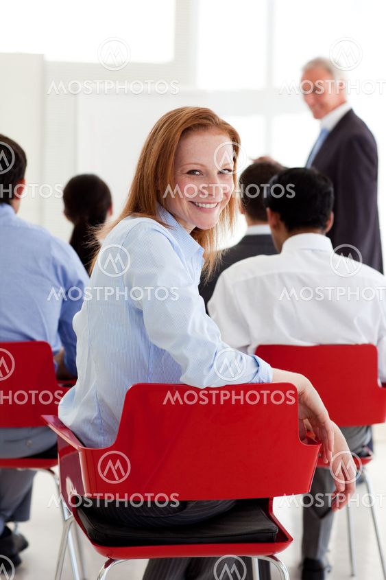 Attractive businesswoman smiling at the camera