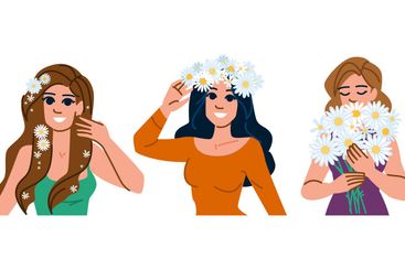 bloom daisy flower woman vector