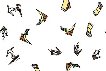 skateboard skate skater seamless pattern vector