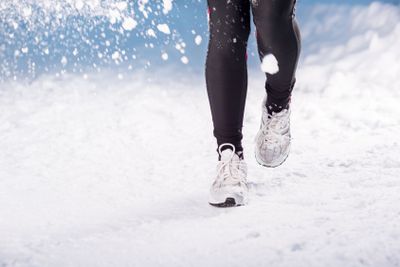Woman running in winter