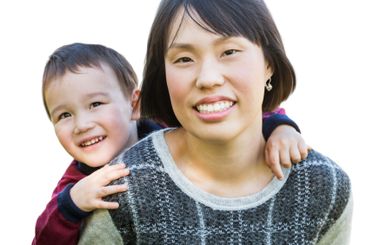 Chinese Mother and Mixed Race Caucasian and Chinese Son...