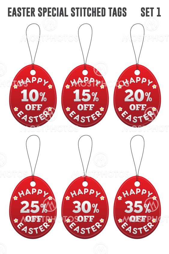Easter discount tags in the form of egg. Set 1.