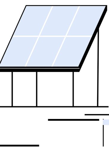 Solar panel tilted on a metal frame capturing sunlight...