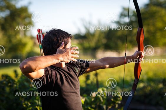 Young archer training with the bow