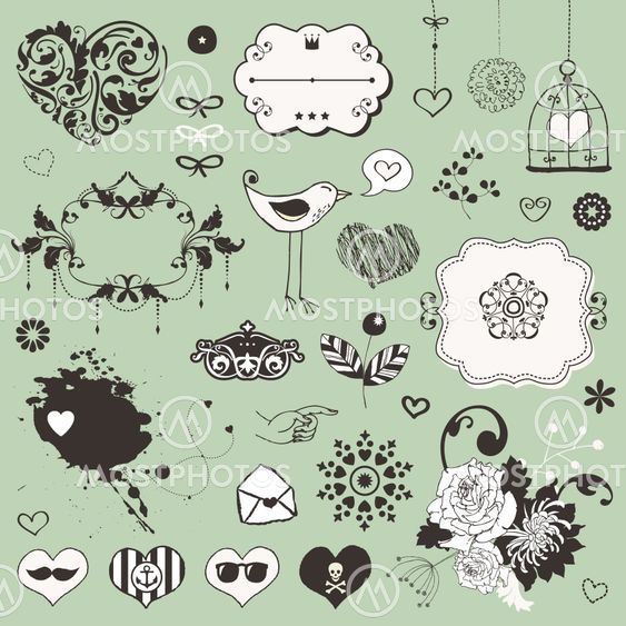 Set of hand drawn elements