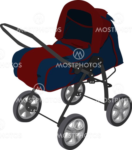 Blue pram isolated on a white