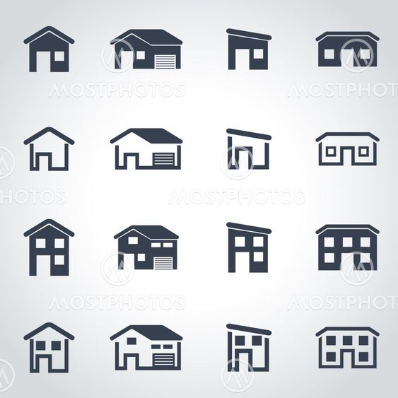 Vector black house icon set