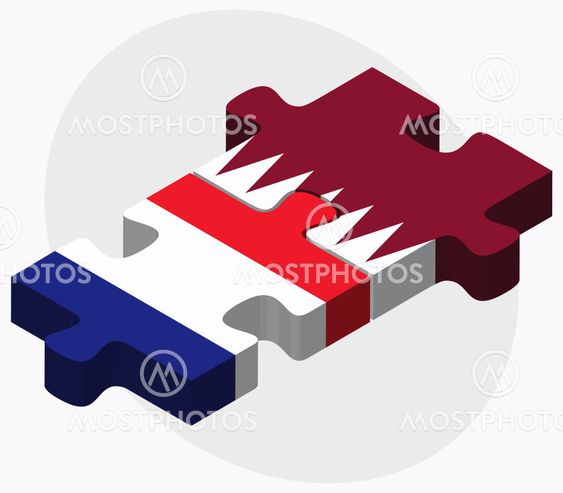 France and Qatar Flags
