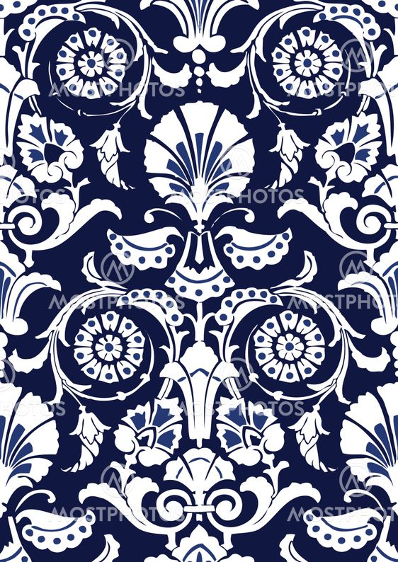 Blue and white Seamless abstract hand-drawn floral pattern, vintage background. Seamless pattern can be used for wallpaper, pattern fills, web page background, surface textures, packaging, invitations