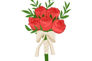 love bouquet wedding cartoon vector illustration