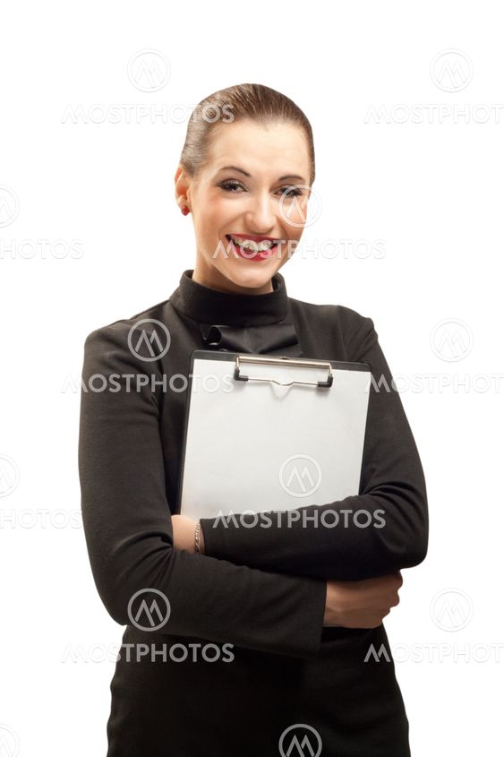 Happy businesswoman isolated on white