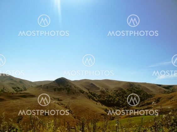 Caucasus landscape and autumn nature in daylight