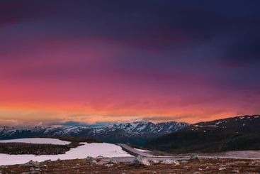 Scandinavia. Amazing Scenic View Of Norwegian Mountains....