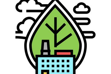air emissions and ambient air quality color icon vector...