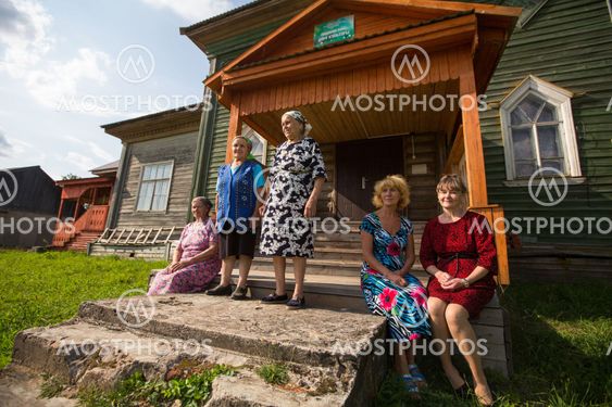 Vepsian locals women in the rural social club.