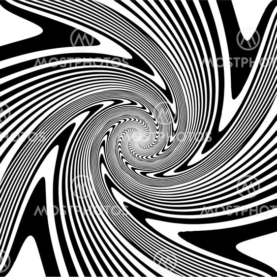 Design monochrome spiral movement illusion background....
