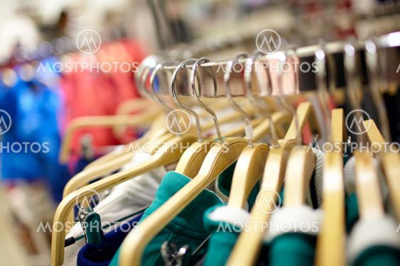 Hangers in the clothing store.