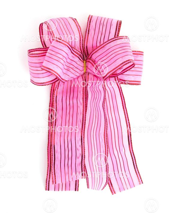 Pink Satin gift bow. ribbon isolated on white