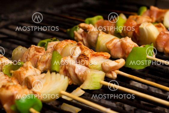 Chicken meat and vegetables barbeque