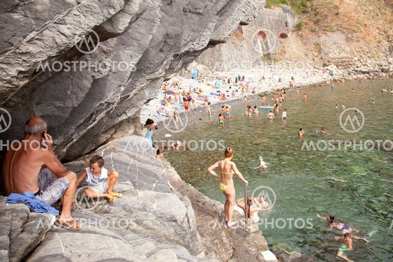 beach near riomaggiore in italy