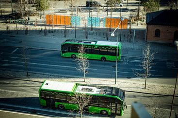 Stadsbussar i Västra hamnen i Malmö