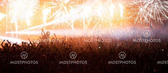Huge cheering crowd at concert