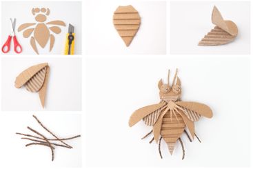 Creative insect model from cardboard and twigs,...