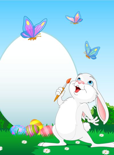 Easter Bunny painting Easter Eggs