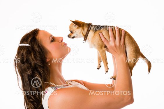 Woman and chihuahua