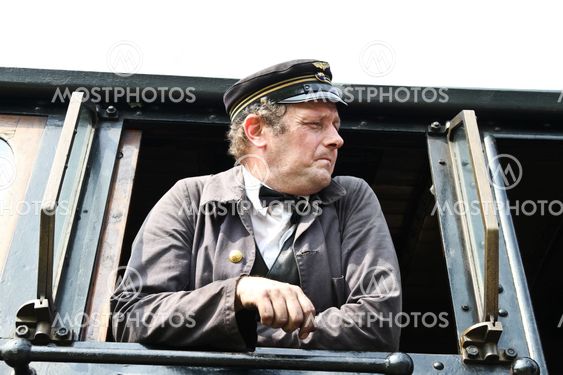 Steam train drivers look