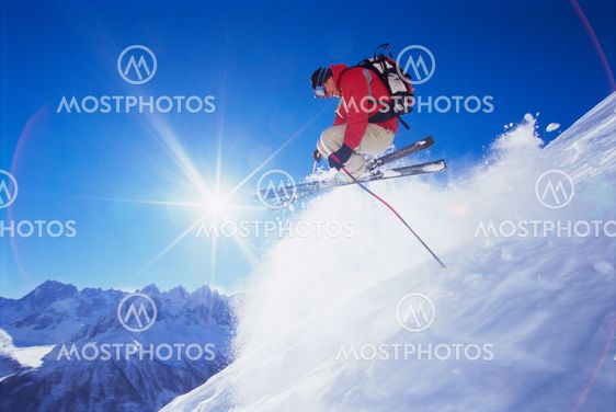 Young man skiing