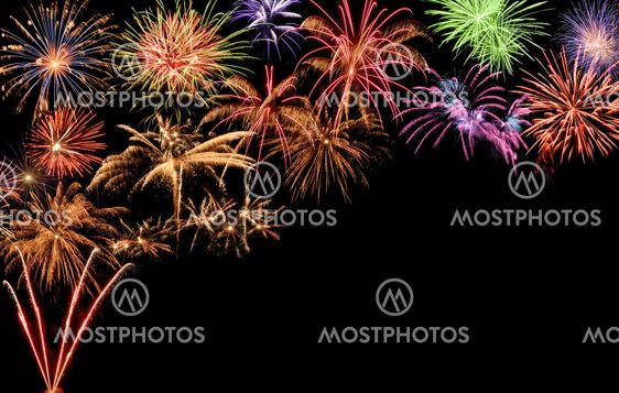 Colorful fireworks with copy-space