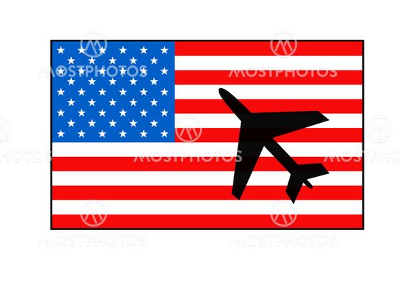 Amerikanska flaggan och flygplan