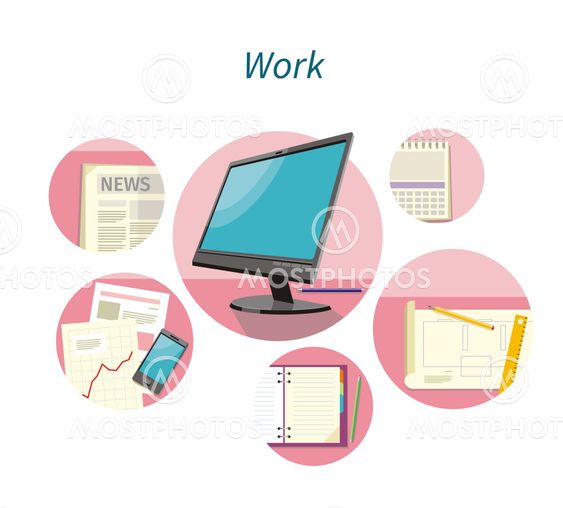 Work with Document Concept Flat Design