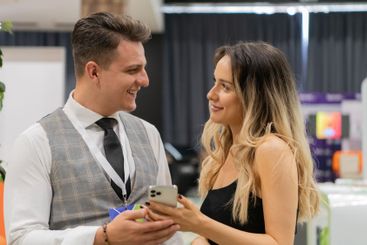 Professional Interaction at a Business Event Capturing...