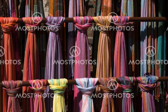 Some coloured textiles.