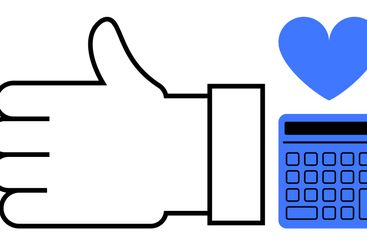 Thumbs-Up Gesture with Blue Heart and Calculator...