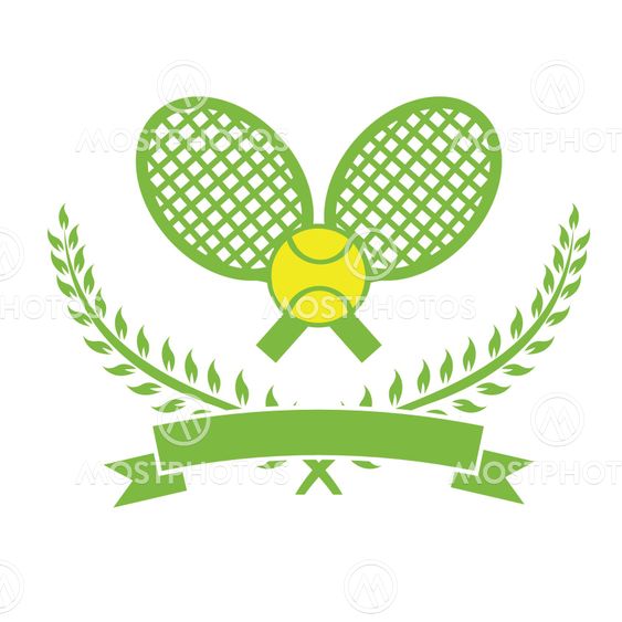 Stock Illustration Tennis Logo with Wreath and Ribbon