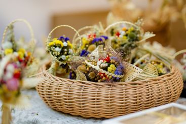 Traditional Lithuanian Easter palms known as verbos sold...