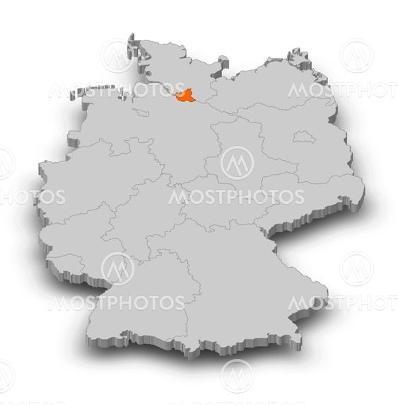 Map - Germany, Hamburg - 3D-Illustration