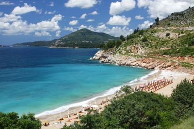Summer view of Adriatic seacoast near Milocer, Montenegro