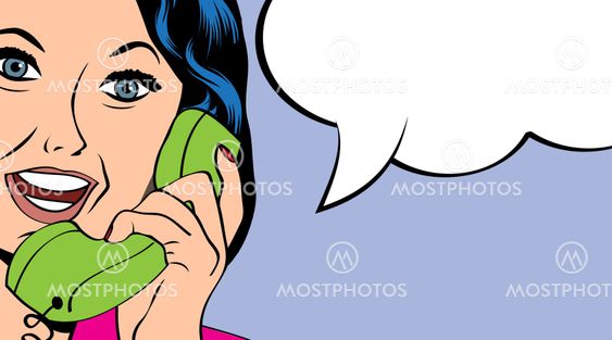 woman chatting on the phone, pop art illustration