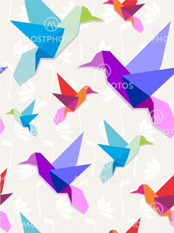 Origami kolibrier mönster bakgrund