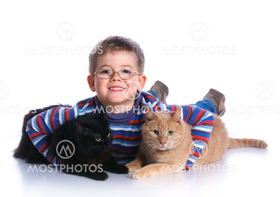 Boy with his cat