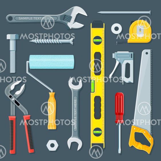 remodel construction tools illustration set