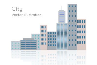 Big City Vector Illustration on White Backgrpund.