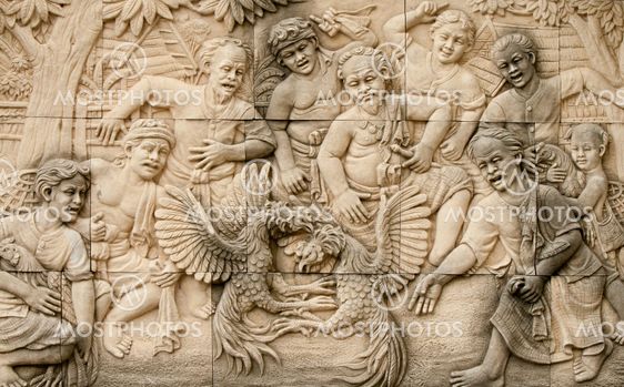 native molding art on wall in thai style